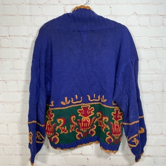 Vintage Jennifer Reed Hand Made MultiColor Embroidered Sweater Medium Christmas - Picture 8 of 14